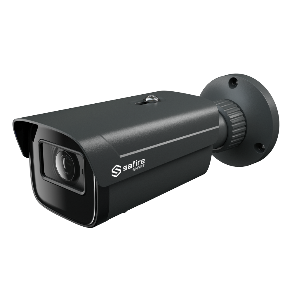Safire Smart - Telecamera Bullet IP gamma E1 Intelligenza Artificiale - Risoluzione 4 Megapixel (2566x1440) - Ottica Motorizzata 2.8~12mm | Audio| IR 50m - IA: Classificazione di persone e veicoli - Waterproof IP67 | PoE (IEEE802.3af)