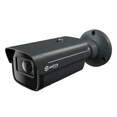 Safire Smart - Telecamera Bullet IP gamma E1 Intelligenza Artificiale - Risoluzione 4 Megapixel (2566x1440) - Ottica Motorizzata 2.8~12mm | Audio| IR 50m - IA: Classificazione di persone e veicoli - Waterproof IP67 | PoE (IEEE802.3af)
