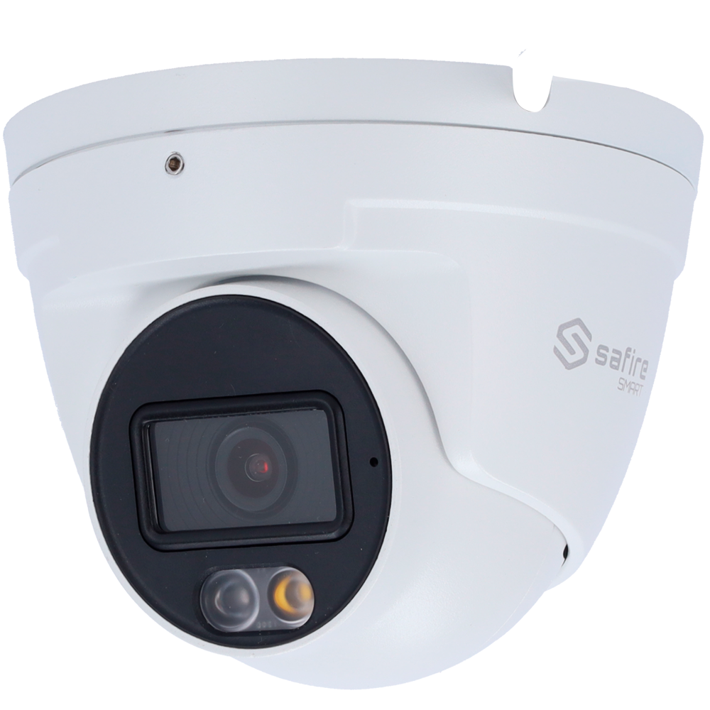 Safire Smart telecamera Turret IP gamma E1 con AI-ISP - Sensore 1/1.8" grande apertura F1.0 Night Color X - Risoluzione 8 Megapixel (3840x2160) | MicroSD - Ottica 2.8 mm | Microfono integrato | LED 30m - IA: Classificazione delle persone e de...