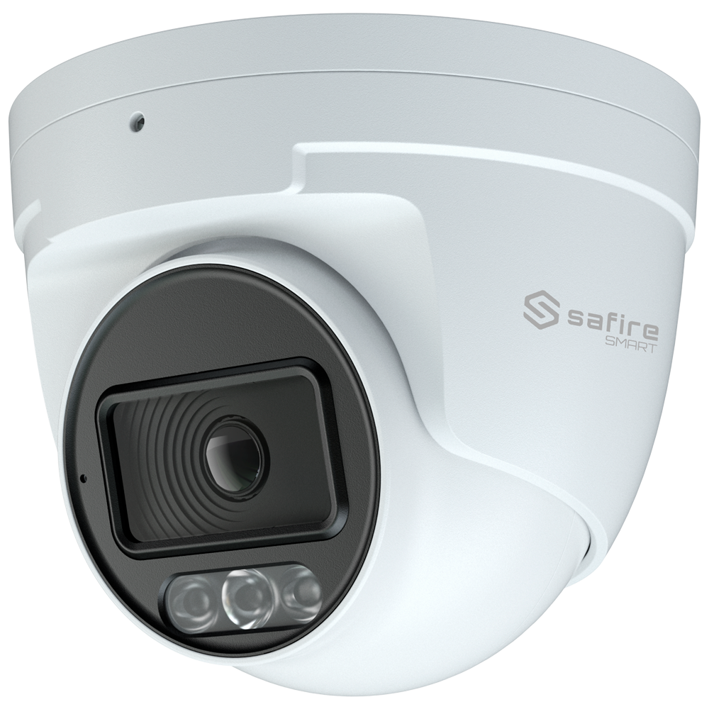 Safire Smart - Cámara Turret IP gama I1 - Resolución 8 Megapíxel (3840x2160) - Lente 2.8 mm | Micrófono | Luz blanca 20~30m - TrueSense: Detección de humano y vehículo - Impermeabilidad IP67 | PoE (IEEE802.3af)