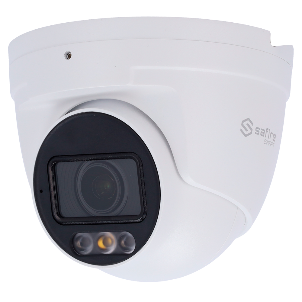 Safire Smart - Telecamera Turret IP gamma E1 AI - Risoluzione 4 Megapixel (2566x1440) - Ottica Motorizzata 2.8~12mm | IR&amp;Led fino a 50m - IA: Classificazione di persone e veicoli - Waterproof IP67 | PoE (IEEE802.3af) | P2P