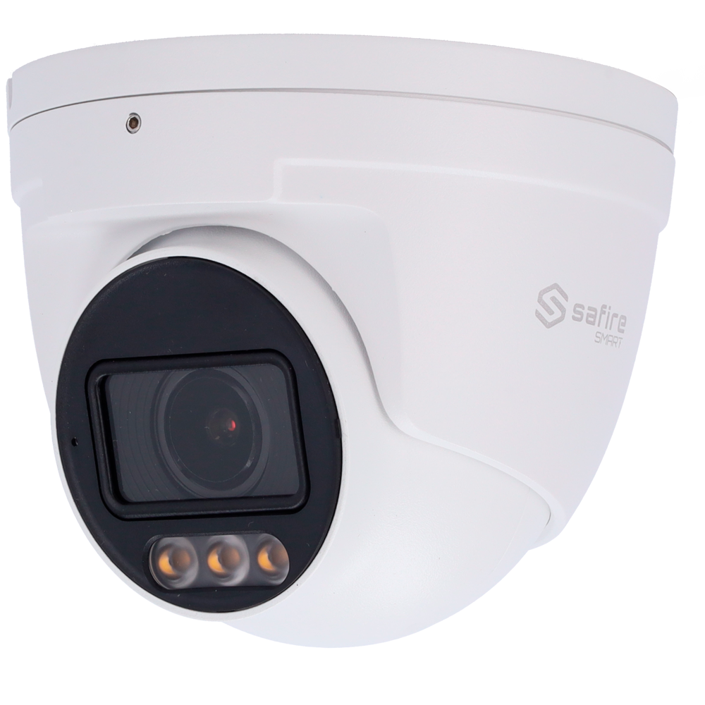Safire Smart telecamera Turret IP gamma E1 con AI-ISP - Sensore 1/2.9" grande apertura F1.3 Night Color X - Risoluzione 4 Megapixel (2688x1520) | MicroSD - Motorizzata 2.8-12 mm | Mic. integrato | LED 30m - IA: Classificazione delle persone e...