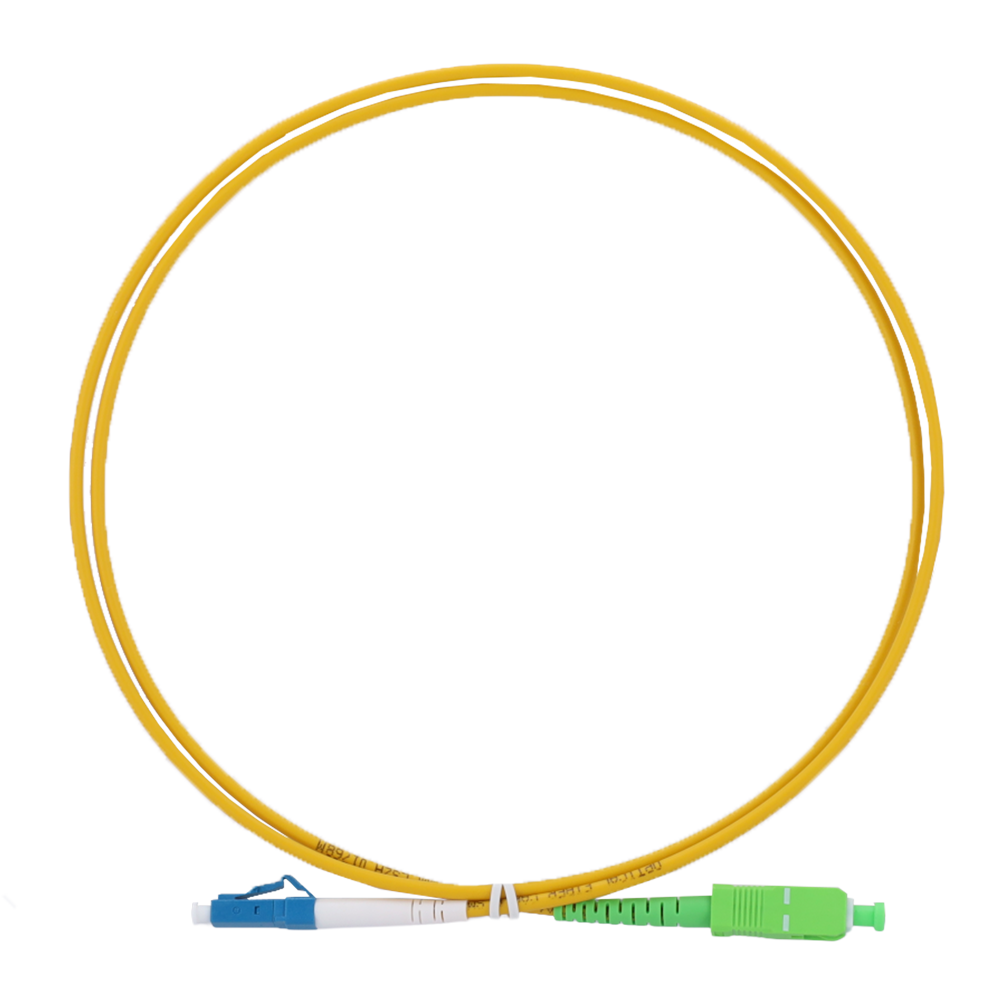 FENIVA | Cable de conexión de fibra óptica simplex - Fibra monomodo OS2 G657A1 de alto nivel - Conectores híbridos LC UPC y SC APC - Longitud exacta de 1 metro - Cubierta exterior LSZH color amarillo - Compatibilidad de uso genérica universal