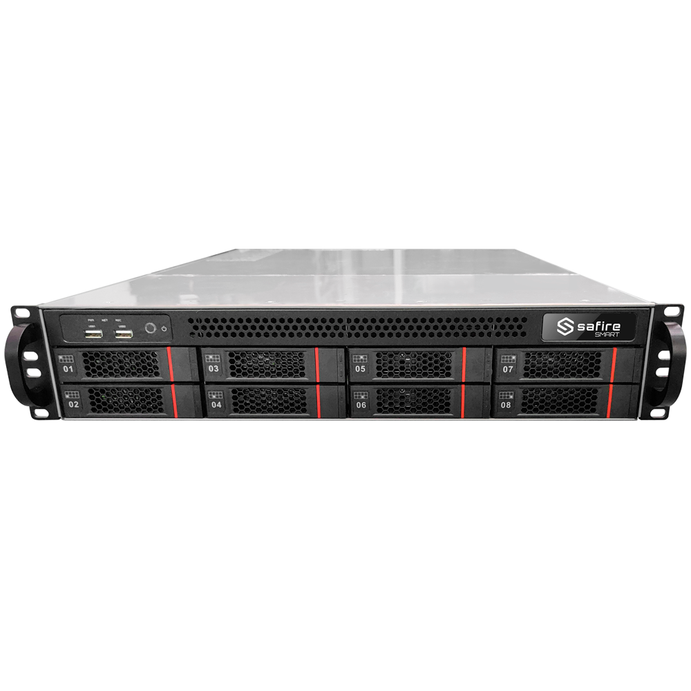 Safire Smart - Server con VMS fino a 1000CH - 256 dispositivi - Fino a 64 utenti - Fino a 8HDD da 1TB ciascuno / RAID - Compatibile con ONVIF