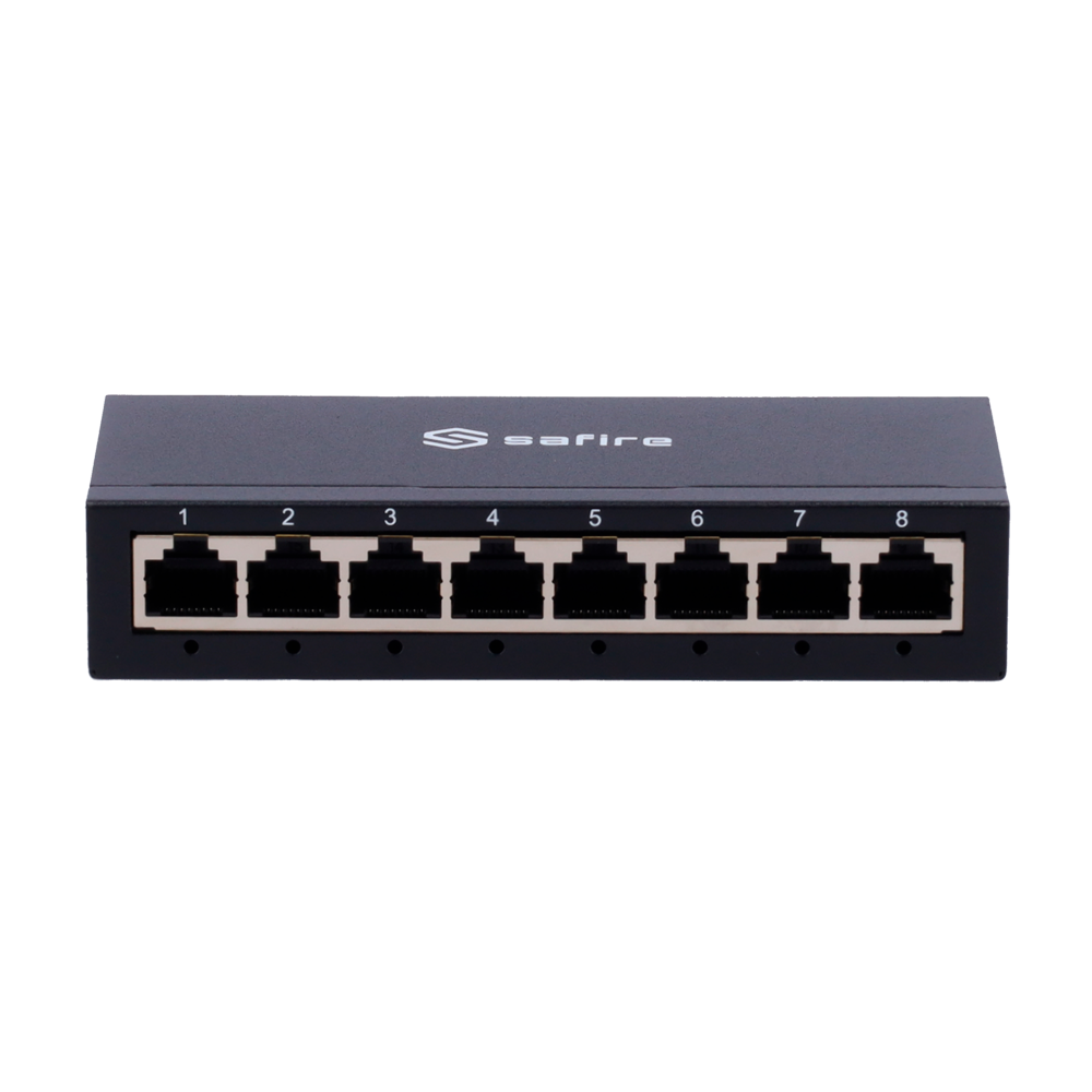 Safire Switch da tavolo  - 8 porte Gigabit - Velocità 10/100/1000 Mbps - Plug &amp; Play - Tecnologia di risparmio energetico - Alloggiamento in metallo