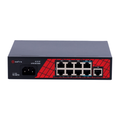Safire Switch Hi-PoE - 8 porte PoE + 1 Uplink RJ45 - Velocità porte 10/100Mbps - 6 Porte PoE+ 30W + 2 Porte Hi-PoE 60W - Potenza PoE totale da 120W
 -                                 
 -                              - PoE Watchdog / Auto PoE ...