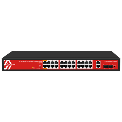 Safire Switch Hi-PoE - 24 porte PoE + 2 SFP + 2 RJ45 - Velocità porte Gigabit 10/100/1000Mbps - 23 Porte PoE+ 30W + 1 Porte Hi-PoE 60W - PoE Watchdog - Fino a 285W Potenza PoE totale