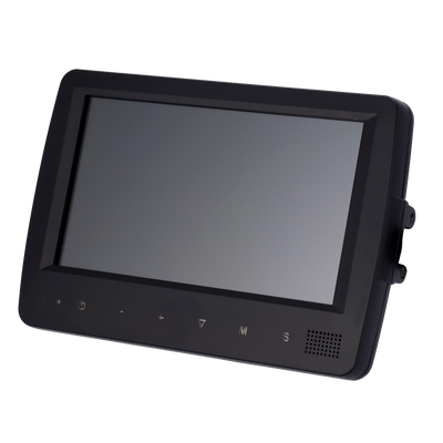 Monitor touchscreen waterproof IP 66 - Supporta 4 telecamere con connettore M12 - 5 ingressi allarme cablati - Posti auto digitali regolabili - Altoparlante integrato - Intervallo di tensione 10 ~32V