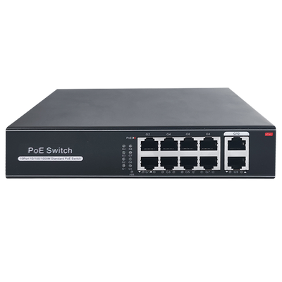 Switch PoE - 8 porte RJ45 + 2 RJ45 Uplink - Velocità della porta 10/100/1000 Mbps - 8 Porte PoE 802.3af/at fino a 30W per ogni porta - Potenza totale PoE 120W - Plug and Play