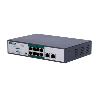 Switch PoE - 8 porte PoE FE + 2 GE - Velocità 8 x10/100Mbps + 2 x10/100/1000Mbps - 8 porte PoE+ fino a 800m con accessorio - Fino a 120 W di Potenza PoE Totale - Standard IEEE802.3at PoE / af PoE+