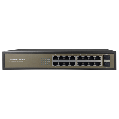Switch da tavolo - 16 porte Gigabit RJ45 - 2 SFP Uplink Port 10/100/1000 Mbps - Velocità 10/100/1000 Mbps - Plug &amp; Play - Tecnologia di risparmio energetico