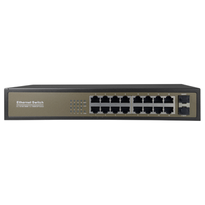 Switch da tavolo - 16 porte Gigabit RJ45 - 2 SFP Uplink Port 10/100/1000 Mbps - Velocità 10/100/1000 Mbps - Plug &amp; Play - Tecnologia di risparmio energetico