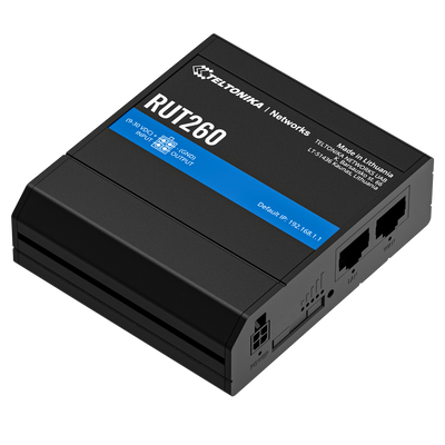 Teltonika Router 4G Industriale - 2 porte Ethernet RJ45 Fast Ethernet - 4G (LTE) Cat 6 fino a 300Mbps - 1x Ingresso/Uscita Digitale - Wi-Fi 802.11b/g/n 2.4GHz - Alloggiamento in Alluminio