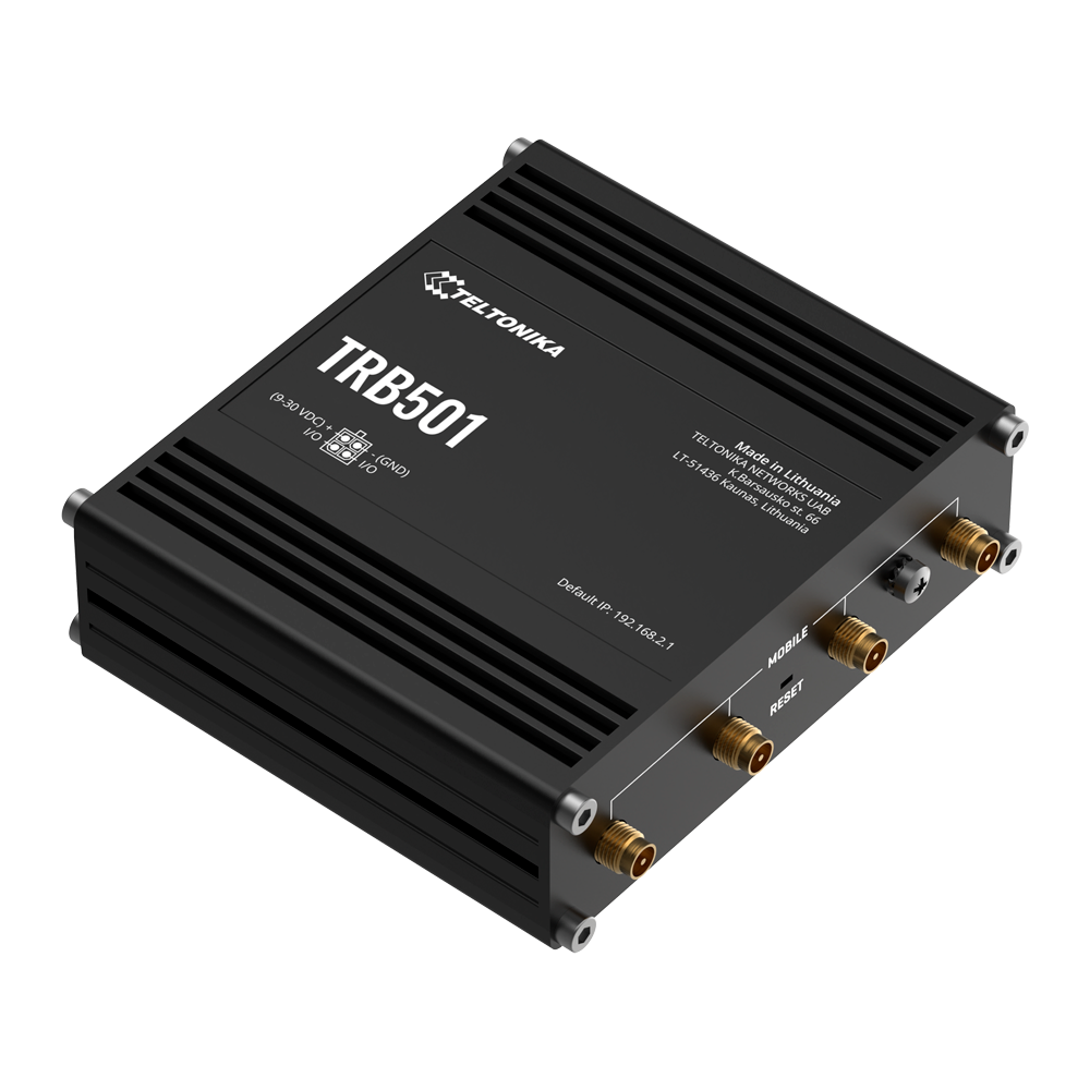 Teltonika Gateway 5G Industrial - 5G Sub-6GHz SA/NSA (fino a 1 Gbps) - Compatibile con le reti 4G LTE e 3G - 1 Porta RJ45 10/100/1000 Mbps - Connettori 4 x SMA per antenne mobili - 1 SIM slot Mini SIM – 2FF