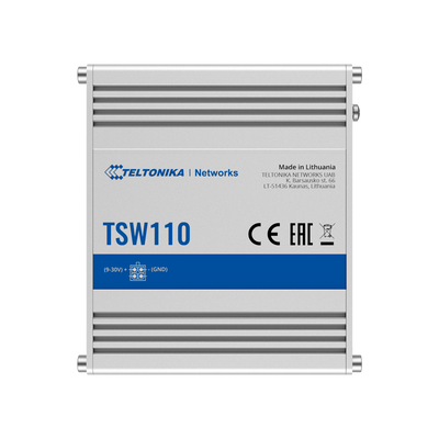 Teltonika Switch Unmanaged Industriale - 5 porte Ethernet RJ45 Gigabit - Robusto Alloggiamento in Alluminio - Plug and Play - Alimentazione DC 9 a 30V - LED di Stato