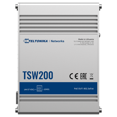 Teltonika Switch PoE Unmanaged Industriale - 8 porte Ethernet RJ45 Gigabit +2 SFP Gigabit - 8 Porte Ethernet PoE+ 802.3af/at - Fino a 30W per ogni Porta PoE - Fino a 240W di Potenza PoE - Robusto Alloggiamento in Alluminio