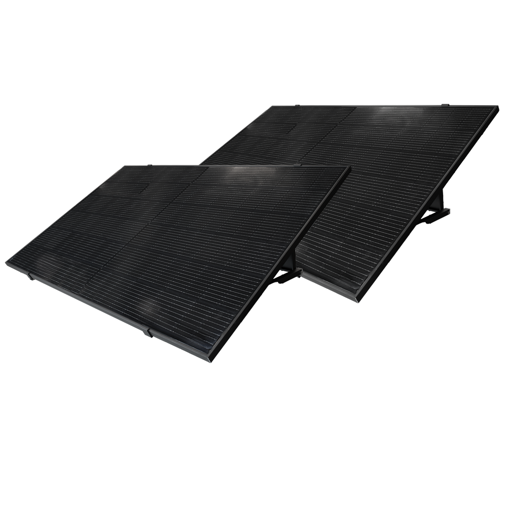 TSUN Kit Solar Pop Up - 2 pannelli Full Black 420W - Microinverter 800W - Staffa per installazione a pavimento - Connessione WiFi - Consente di collegare tra loro fino a 11 kit