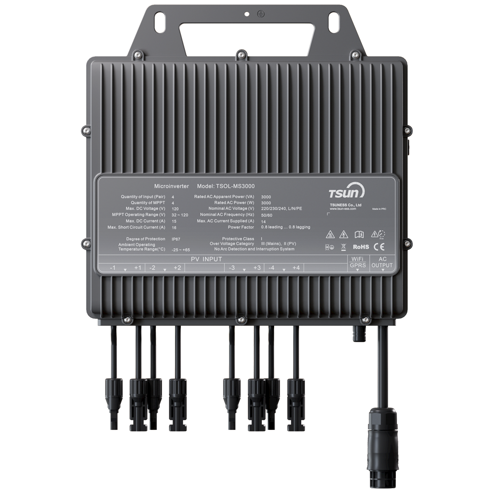 Microinverter TSUN  - Potenza 3000W - 4 Ingressi MPPT - Efficienza di 97.2% - Modulo di comunicazione Wi-Fi - APP WEB e Cellulare