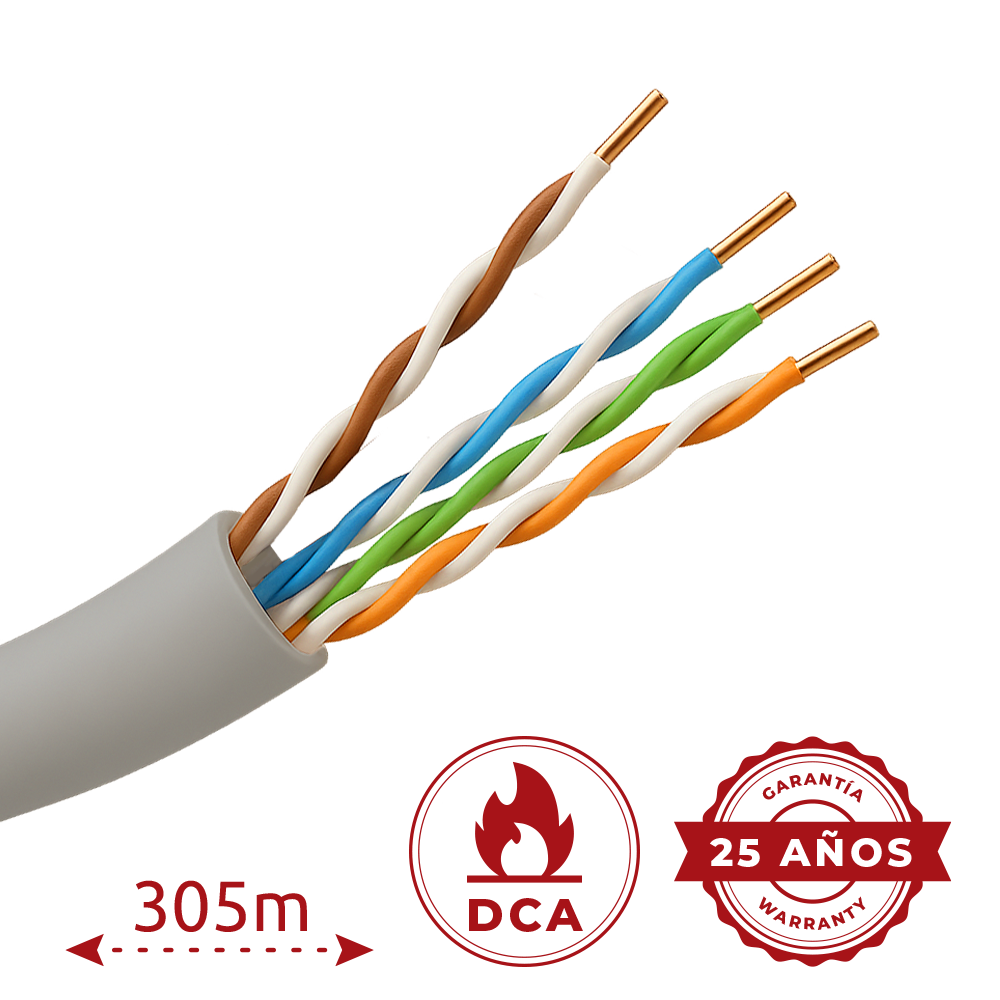 Cavo UTP Safire senza alogeni - Categoria 5e - Soddisfa il test Fluke 90m - Bobina da 305 metri - Diametro 0.5 mm - Privo di alogeni
