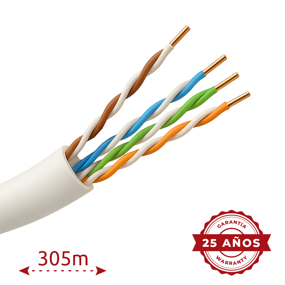 Cable UTP rígido de exterior - Categoría 5e - Cumple con 90m Fluke test - Conductor OFC