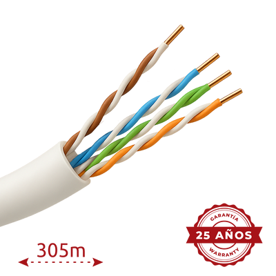 Cable UTP rígido de exterior - Categoría 5e - Cumple con 90m Fluke test - Conductor OFC