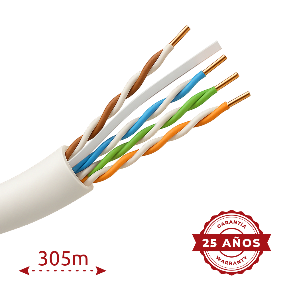 Cavo UTP Safire senza alogeni - Categoria 6 - Soddisfa il test Fluke 90m - Bobina da 305 metri - Diametro 0.5 mm - Privo di alogeni