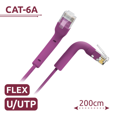 Cable UTP flexible - Ethernet - Conectores RJ45 - Categoría 6A - 2 m - Color morado