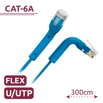 Cable UTP flexible - Ethernet - Conectores RJ45 - Categoría 6A - 3 m - Color azul
