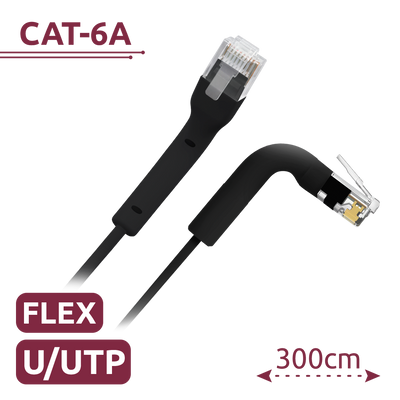 Cable UTP flexible - Ethernet - Conectores RJ45 - Categoría 6A - 3 m - Color negro