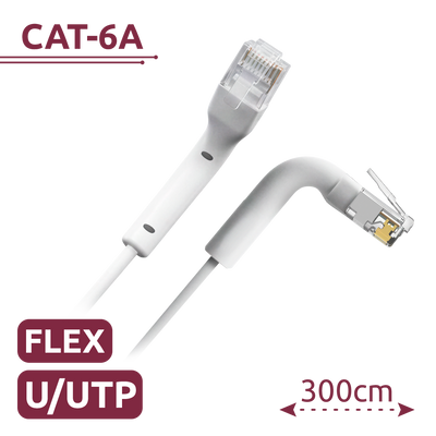 Cable UTP flexible - Ethernet - Conectores RJ45 - Categoría 6A - 3 m - Color blanco