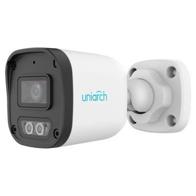 Cámara Bullet IP Uniview-Uniarch - 4 MP | Lente 2.8 mm  - IR 30 m | Luz blanca 15 m | DWRD - Detección de cuerpo humano - PoE | IP67 | Dual Light - Micrófono integrado
