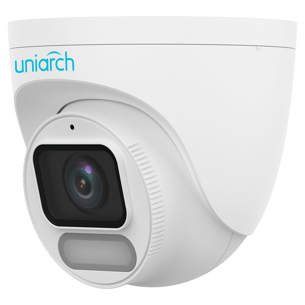 Telecamera IP Turret | Uniarch - 2 MP | Ottica 2.8 mm | microSD 512 GB - Luce bianca 30 m | WDR 120 dB - Color Hunter con tecnologia WISE-ISP - PoE | UMD | IP67 - Pulsante di reset | Microfono integrato