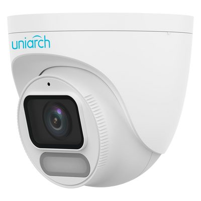 Telecamera IP Turret | Uniarch - 4 MP | Ottica 2.8 mm | microSD 512 GB - Luce bianca 30 m | WDR 120 dB - Color Hunter con tecnologia WISE-ISP - PoE | UMD | IP67 - Pulsante di reset | Microfono integrato