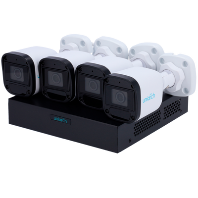 Kit di videosorveglianza Uniarch - NVR 8CH PoE - 4 Telecamere bullet IP67 - 2 MP | 2.8 mm | IR 30 m  - Spazio per 1 HD - Compatibile con ONVIF