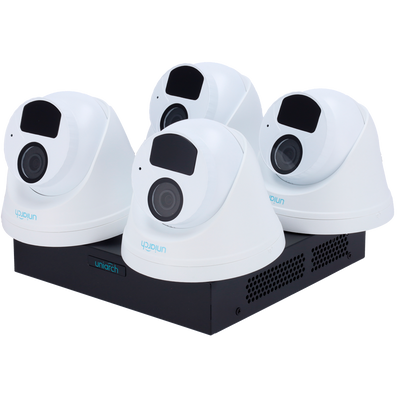 Kit di videosorveglianza Uniarch - NVR 8CH PoE - 4 Telecamere Turret IP67 - 2 MP | 2.8 mm | IR 30 m  - Spazio per 1 HD - Compatibile con ONVIF