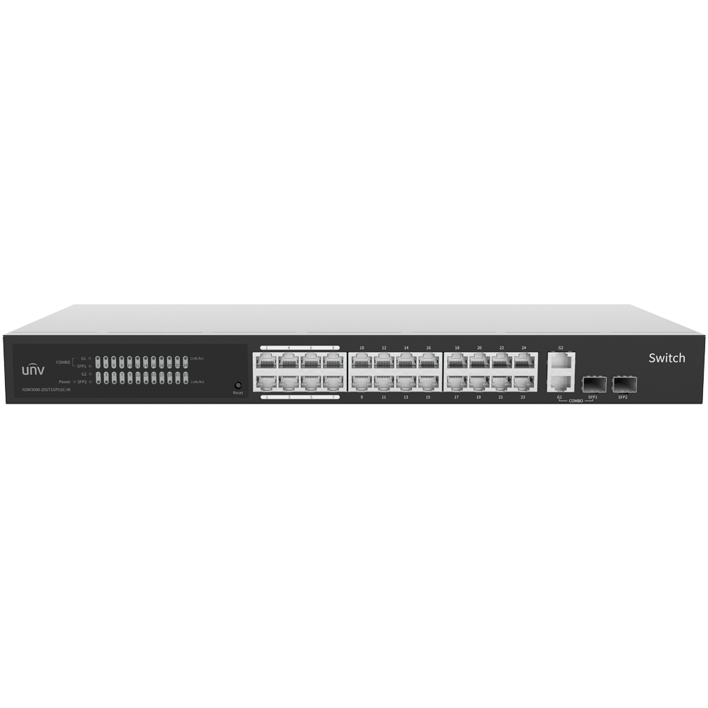 Uniview Switch PoE Cloud Managed - 24 RJ45 GE + 2 uplink RJ45 GE +2 SFP - VLAN/Port Isolation/Loop Detection - Limite di Velocità della Porta