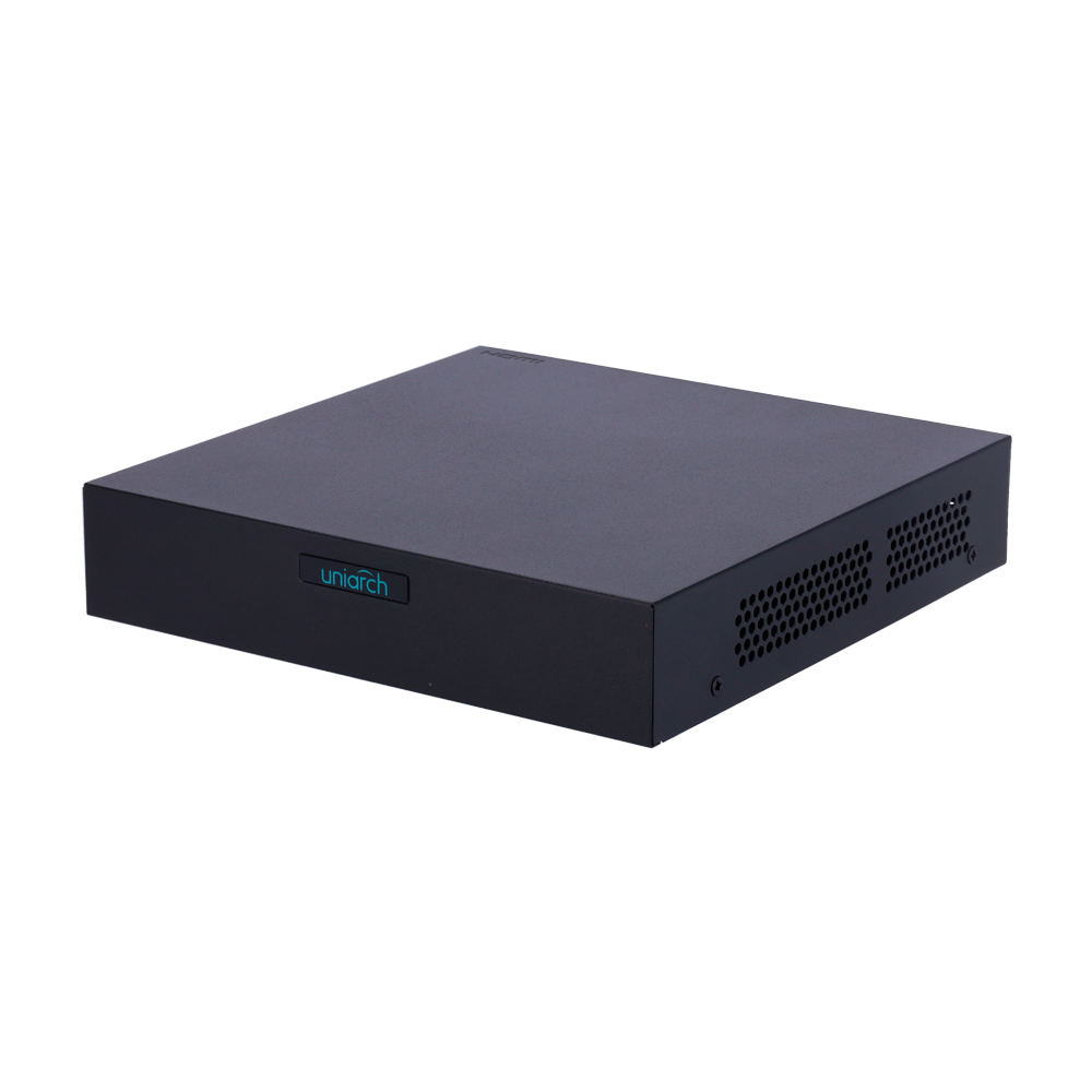 Videoregistratore NVR Uniarch - 4 CH video /  4 CH PoE - Larghezza di banda 64Mbps - SIP | UMD | Ricerca VCA - Risoluzione massima 6 Mp - Supporta 1 hard disk. 6 TB