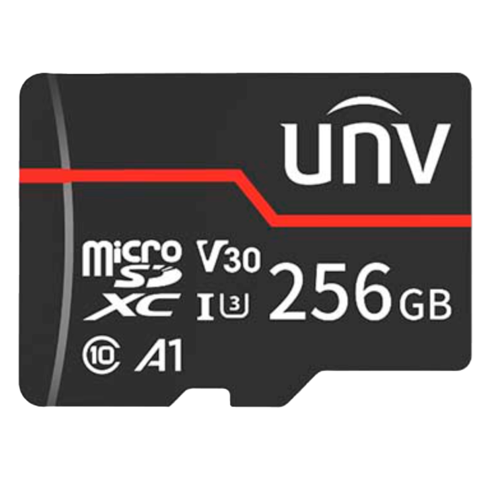 Scheda di memoria Uniview - microSD | Capacità 256 GB - Classe 10  | Velocità di scrittura 70 MB/s - Fino a 3.000 cicli di scrittura - Formato exFAT - Ampio intervallo di temperatura.: Da -25 ºC a 85 ºC