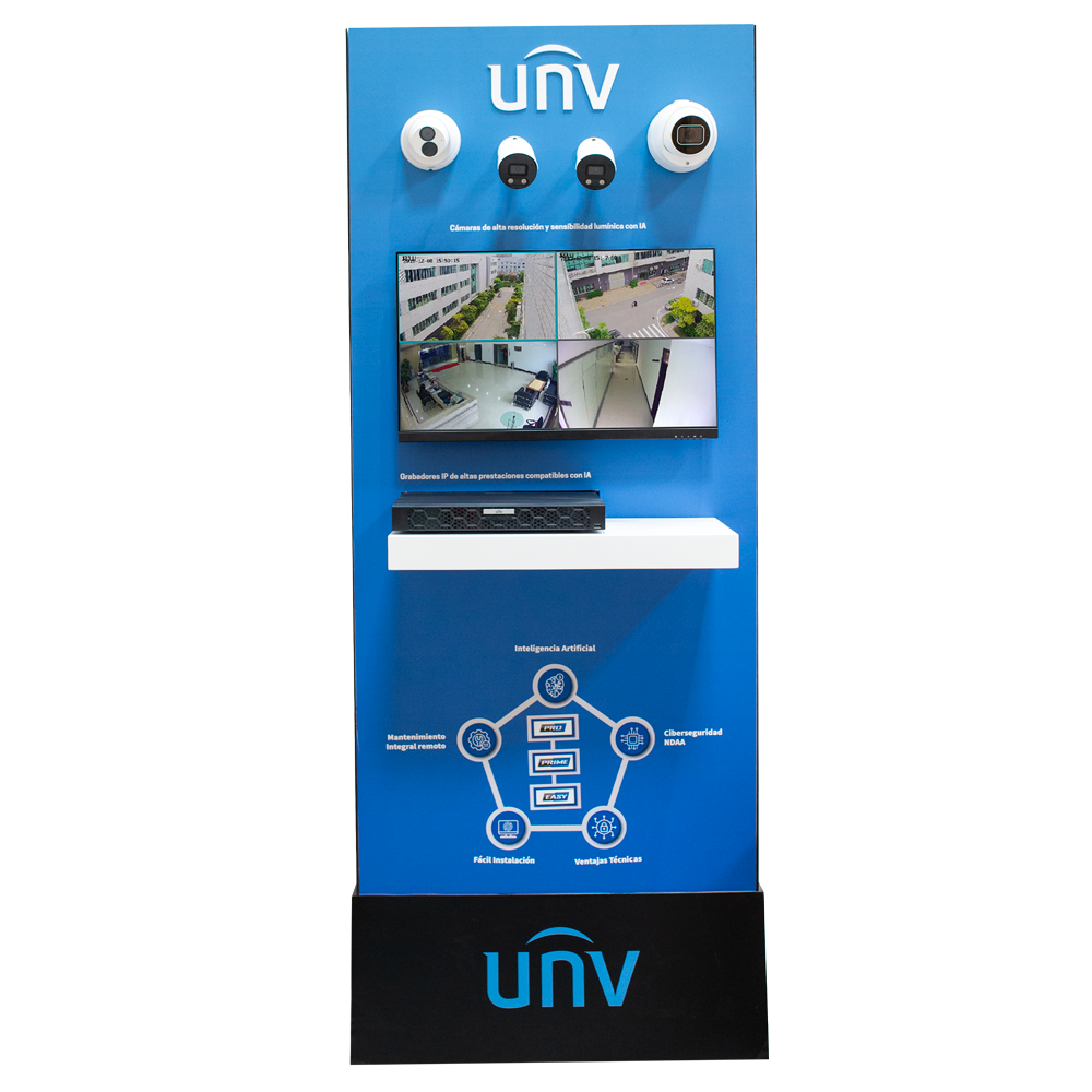 Pannello espositivo Uniview - TVCC 4K - Le tecnologie più avanzate - Switch con connessione internet - Plug &amp; Play - Stand incluso