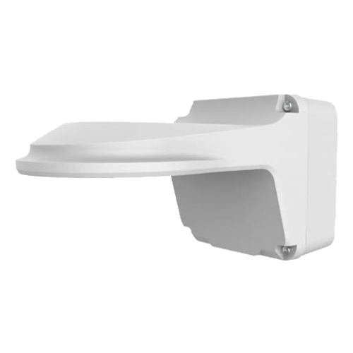 Staffa a parete - Per telecamere dome - Scatola di giunzione - Adatto per esterni - Colore bianco - Passacavo