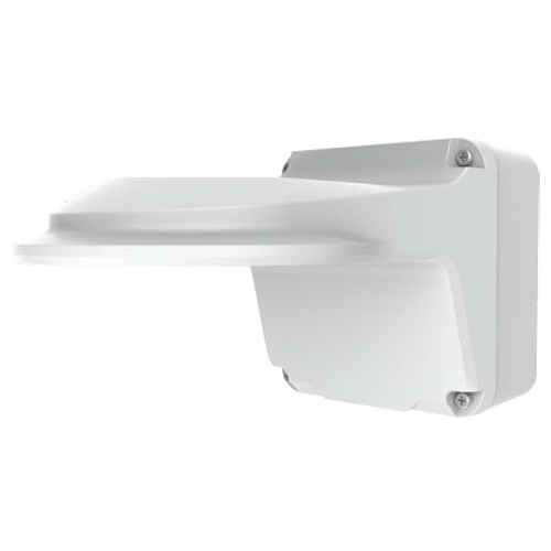 Staffa a parete - Per telecamere dome - Scatola di giunzione - Adatto per esterni - Colore bianco - Passacavo