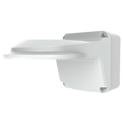 Staffa a parete - Per telecamere dome - Scatola di giunzione - Adatto per esterni - Colore bianco - Passacavo