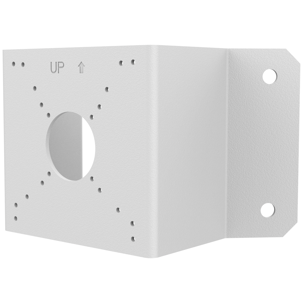 Staffe ad angolo - Per telecamere Bullet e Dome - Adatto per esterni - Colore bianco - Passacavo