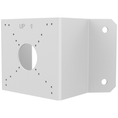 Staffe ad angolo - Per telecamere Bullet e Dome - Adatto per esterni - Colore bianco - Passacavo