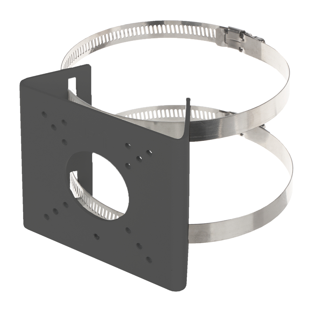 Staffa da palo - Per telecamere bullet - Per esterni - Diametro 55~127 mm - Passacavo - Colore nero