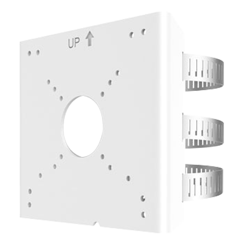 Staffa da palo - Per telecamere bullet - Per esterni - Diametro 67~127 mm - Colore bianco - Passacavo