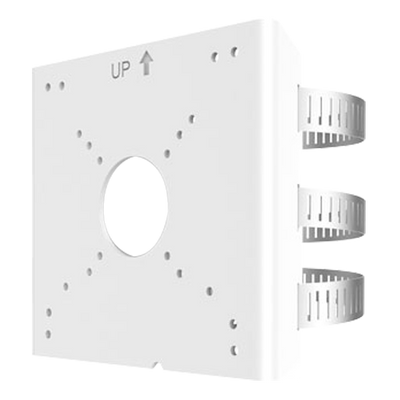 Staffa da palo - Per telecamere bullet - Per esterni - Diametro 67~127 mm - Colore bianco - Passacavo