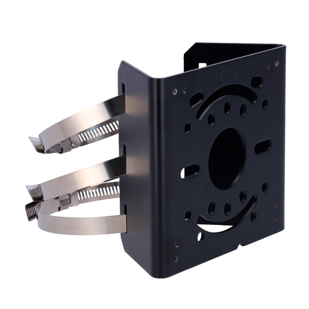 Staffa da palo - Per telecamere dome - Per esterni - Diametro 67~127 mm - Colore nero - Passacavo