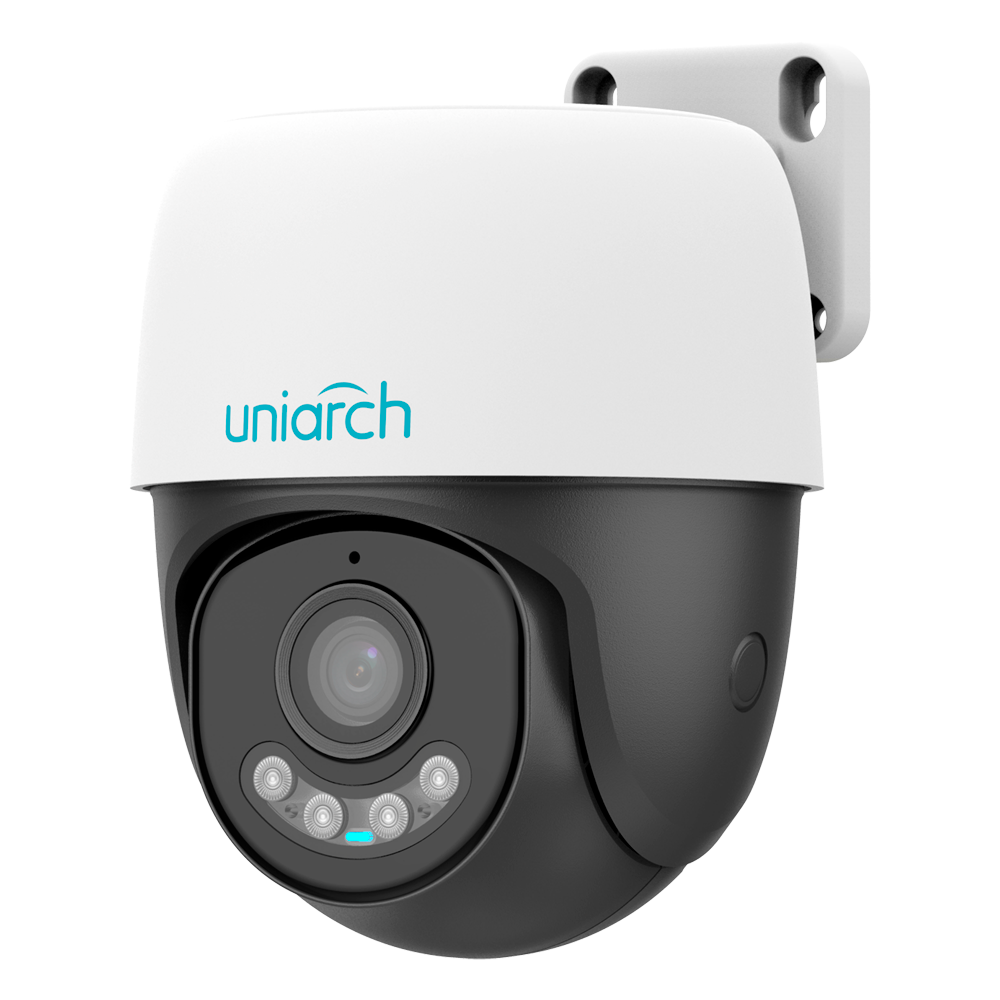 Telecamera Dome Uniarch IP  - 4 MP | Ottica 4 mm | microSD 512 GB - Auto Tracking | Wise-ISP - Luce bianca 30 m | DWDR - Wi-Fi | Mic | Altoparlante | IP66