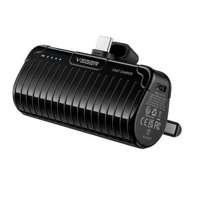 VEGER Mini Power bank con LED di ricarica - Capacità 5000mAh - Ingressi USB-C